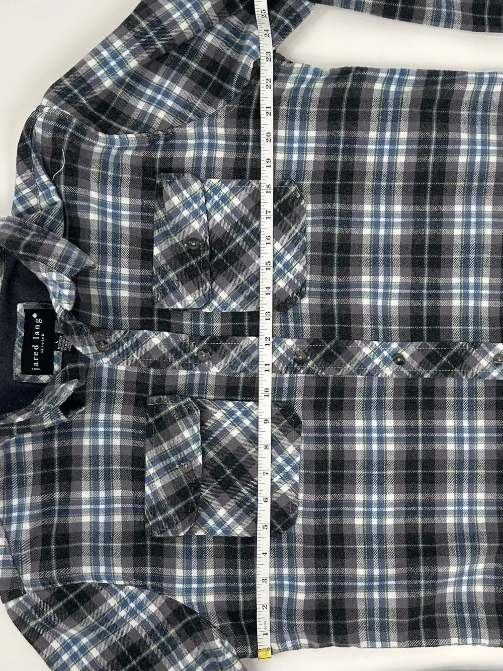 Jared Lang Men’s Stretch Plaid Flannel Shirt L Button Up Soft Cotton